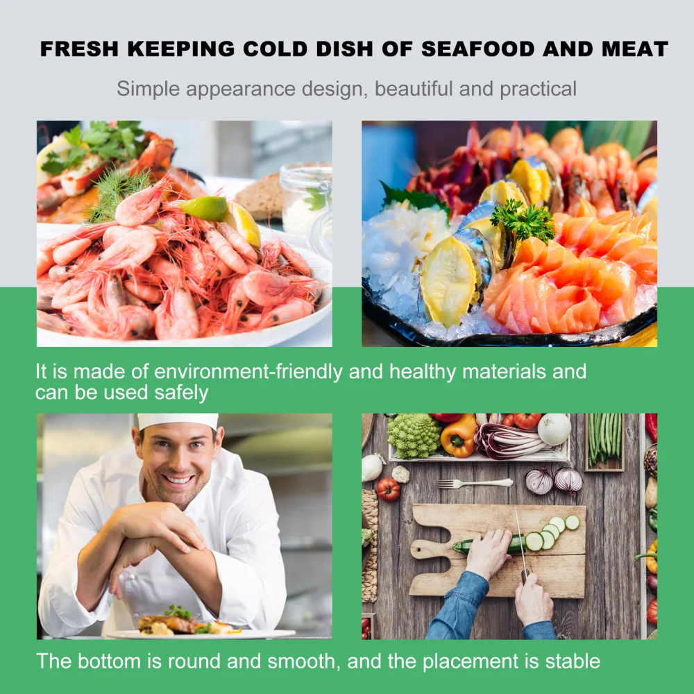 

1pc Fresh-keeping Plate Ceramic Dry Ice Tray for Seafood Meat Vegetable