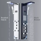 Чернаяматовая 5-функциональная дождевая душевая панель Водопад из нержавеющей стали с массажной системой, носик для ванны и душевой лейки