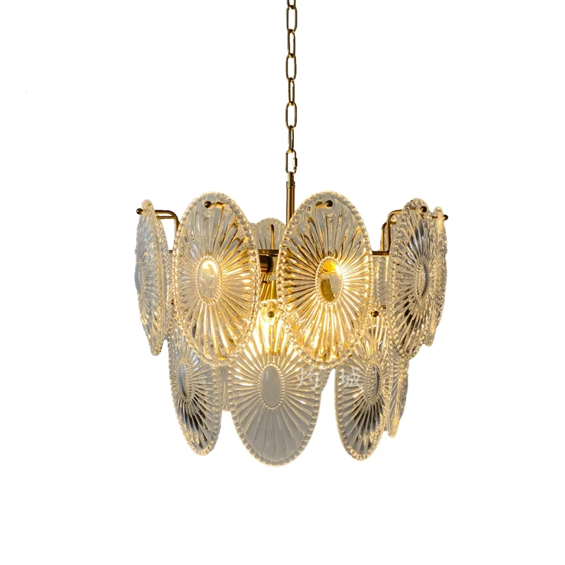 

Nordic light luxury post-modern glass bedroom dining room chandelier retro fresh and elegant homestay lamp