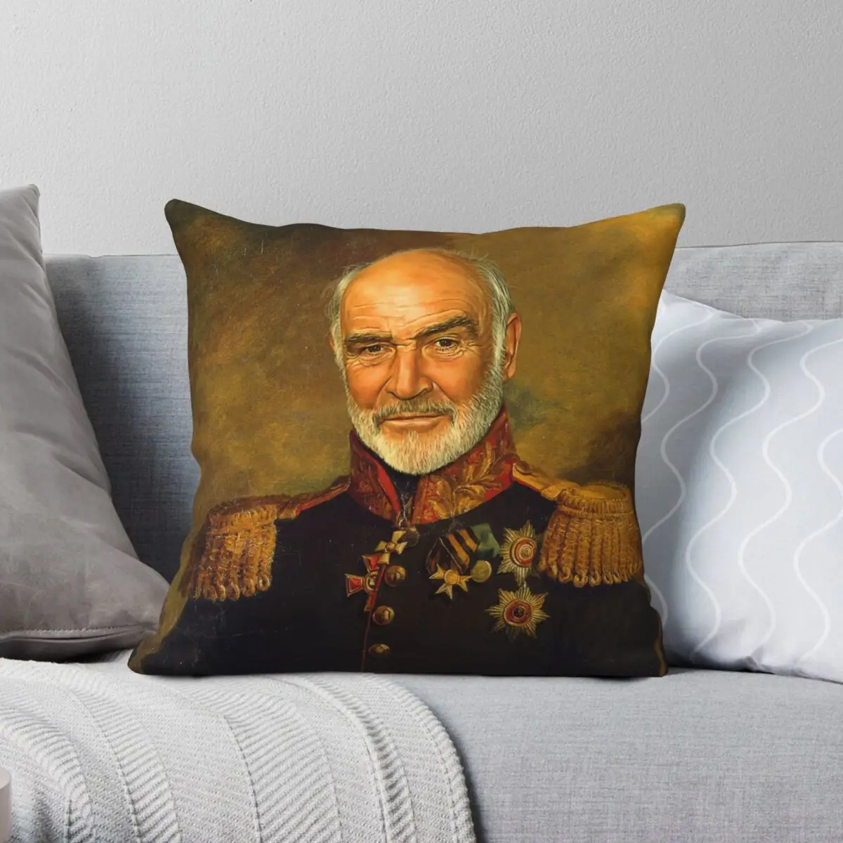 

Sir Sean Connery Replaceface Square Pillowcase Polyester Linen Velvet Pattern Zip Decor Throw Pillow Case Room Cushion Cover