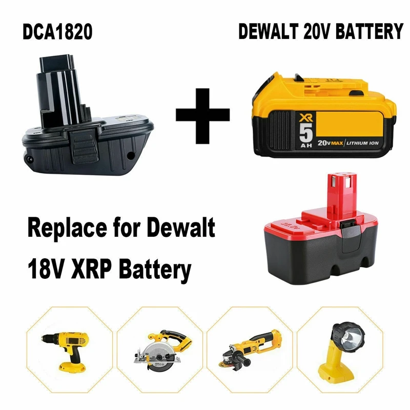 2 Pack DCA1820 Li-Ion Battery Adapter Converter for DEWALT 20V to 18V Max Lithium Ion Tools |