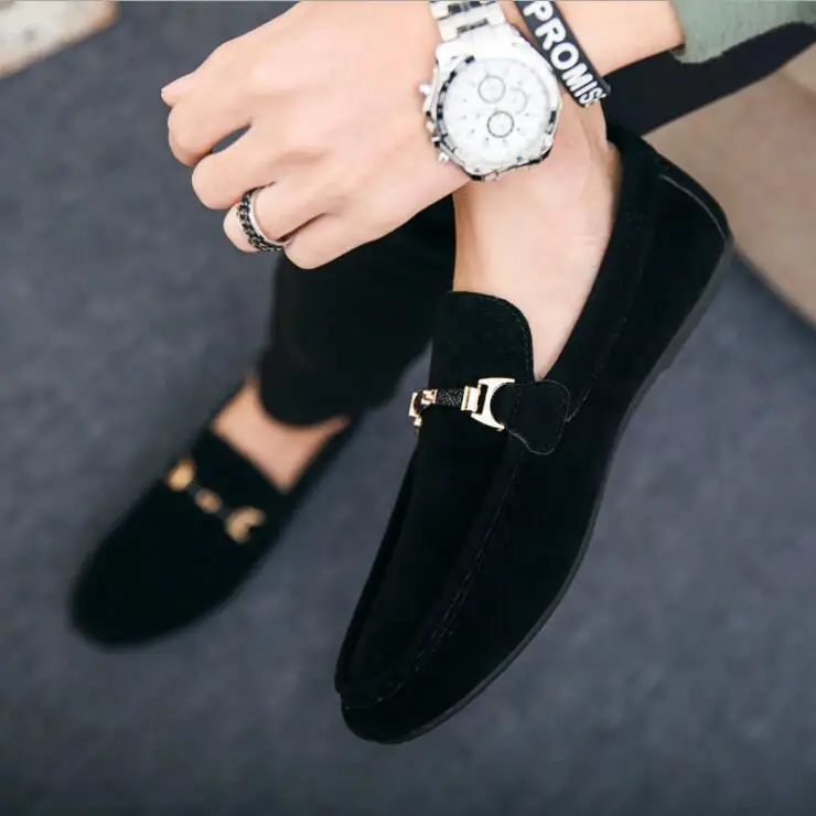 Мужские повседневные замшевые лоферы красные однотонные кожаные мокасины для