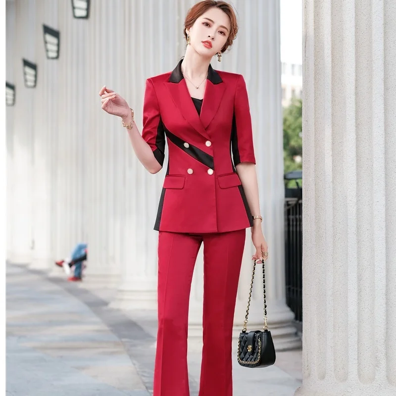 

Plus Size 5XL Summer Formal Uniform Designs Business Suits for Women Career Interview OL Styles Professional Blazers Pants Suits