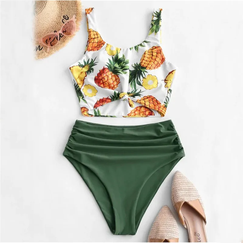 

Two Piece Bikini Swimsuit Women Swimwear Push Up Bikinis Set Pineapple Print Female Brazilian Swimming Suits for Bathing Suit