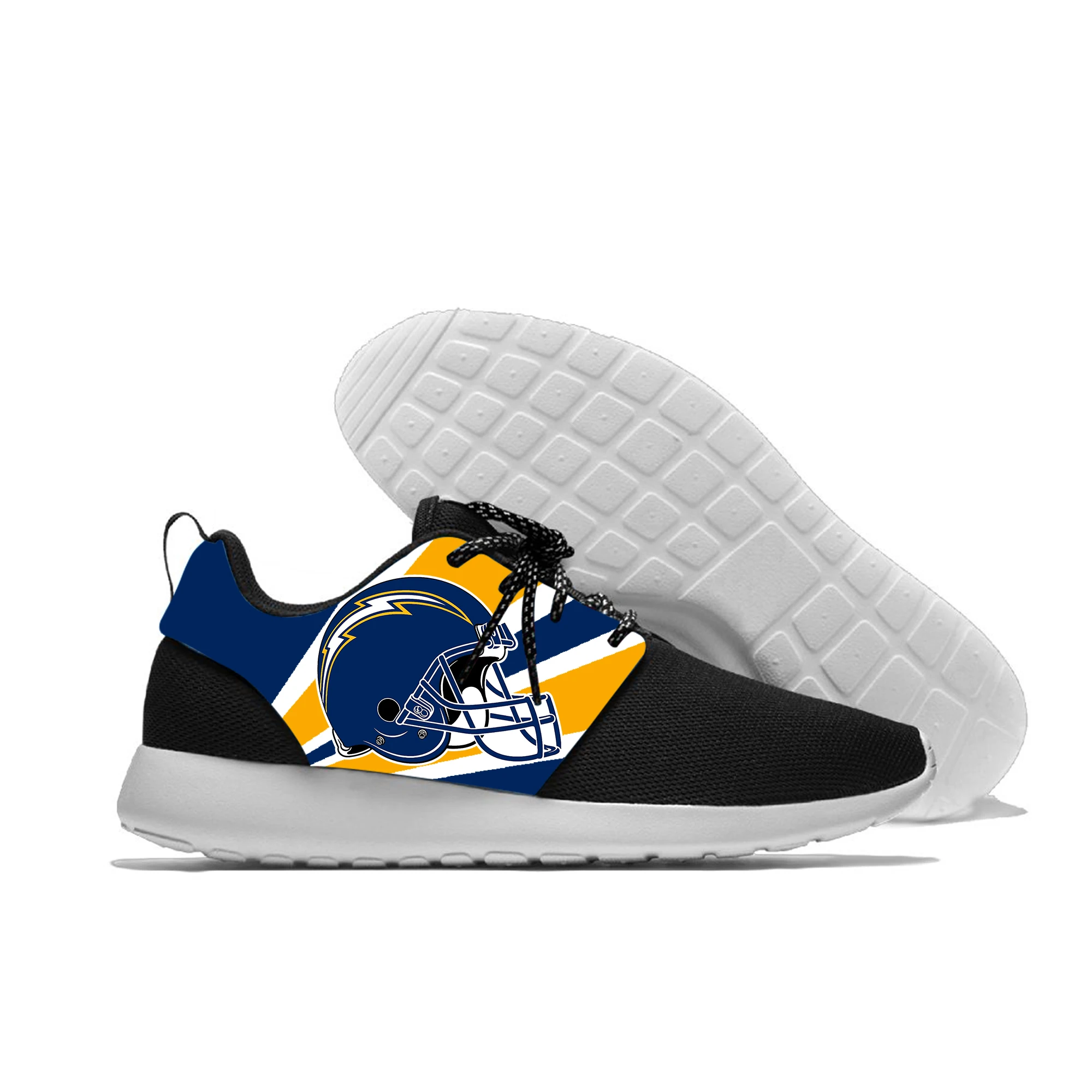 

Painted Chargers Logo Running Shoes Low Top San Diego Football Fans Custom Mesh Black White Pink Sneakers Zapatillas