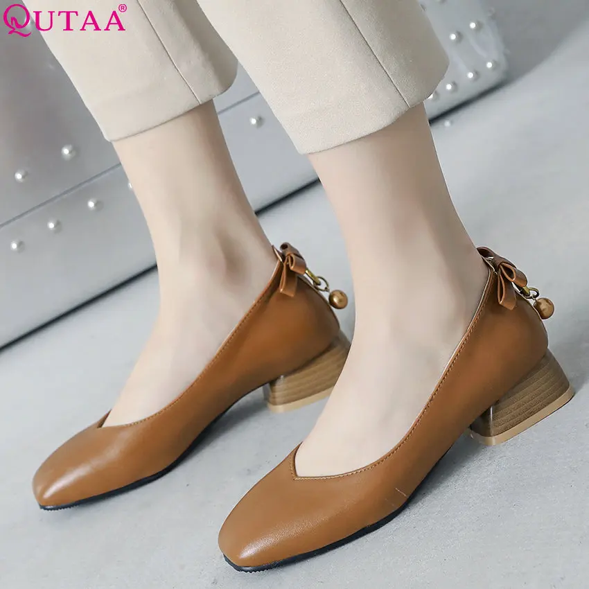 Женские туфли из искусственной кожи QUTAA черные туфли-лодочки на платформе с