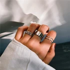 Кольца в стиле панк женские, геометрическое Открытое кольцо серебристого цвета с пряжкой на указательный палец, Ювелирное Украшение в стиле хип-хоп, 2021