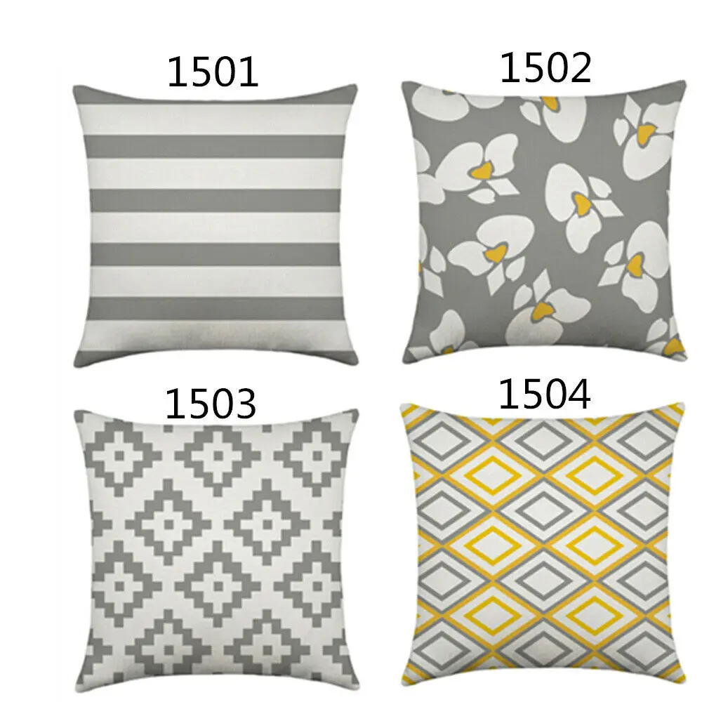 Подушка для дивана новый домашний арт 18 чехол серый с геометрическим рисунком