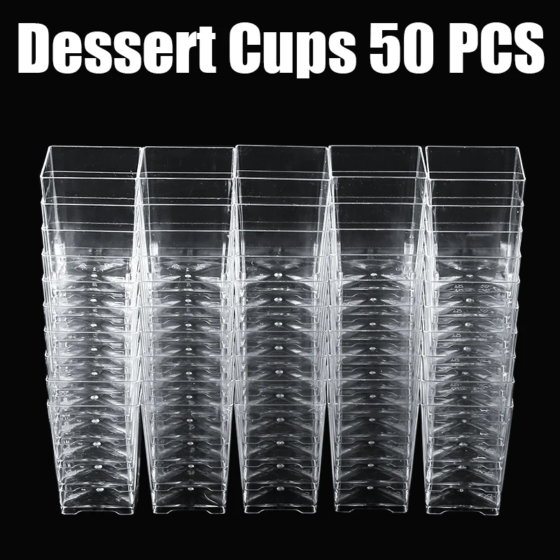120 мл 50 шт в наборе Пластик чашки торт десертные Cube Пудинг йогурт желе контейнер