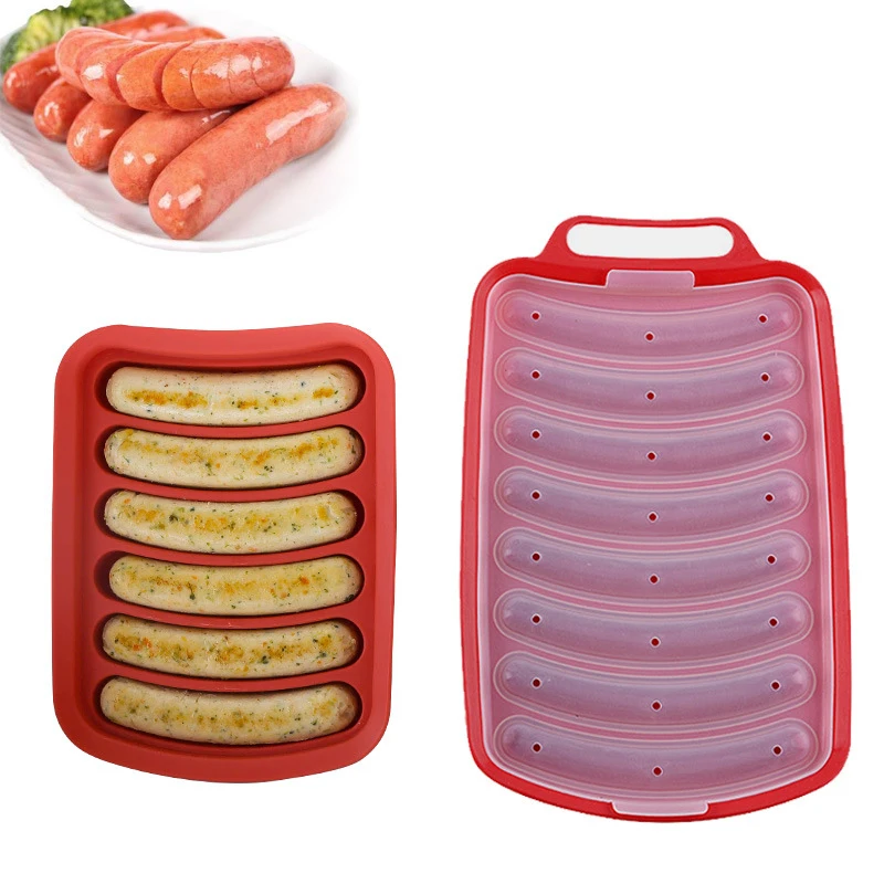 Хот дог колбасы силиконовые формы 6 Сетка 8 ячеек DIY Ham коробка кухонные