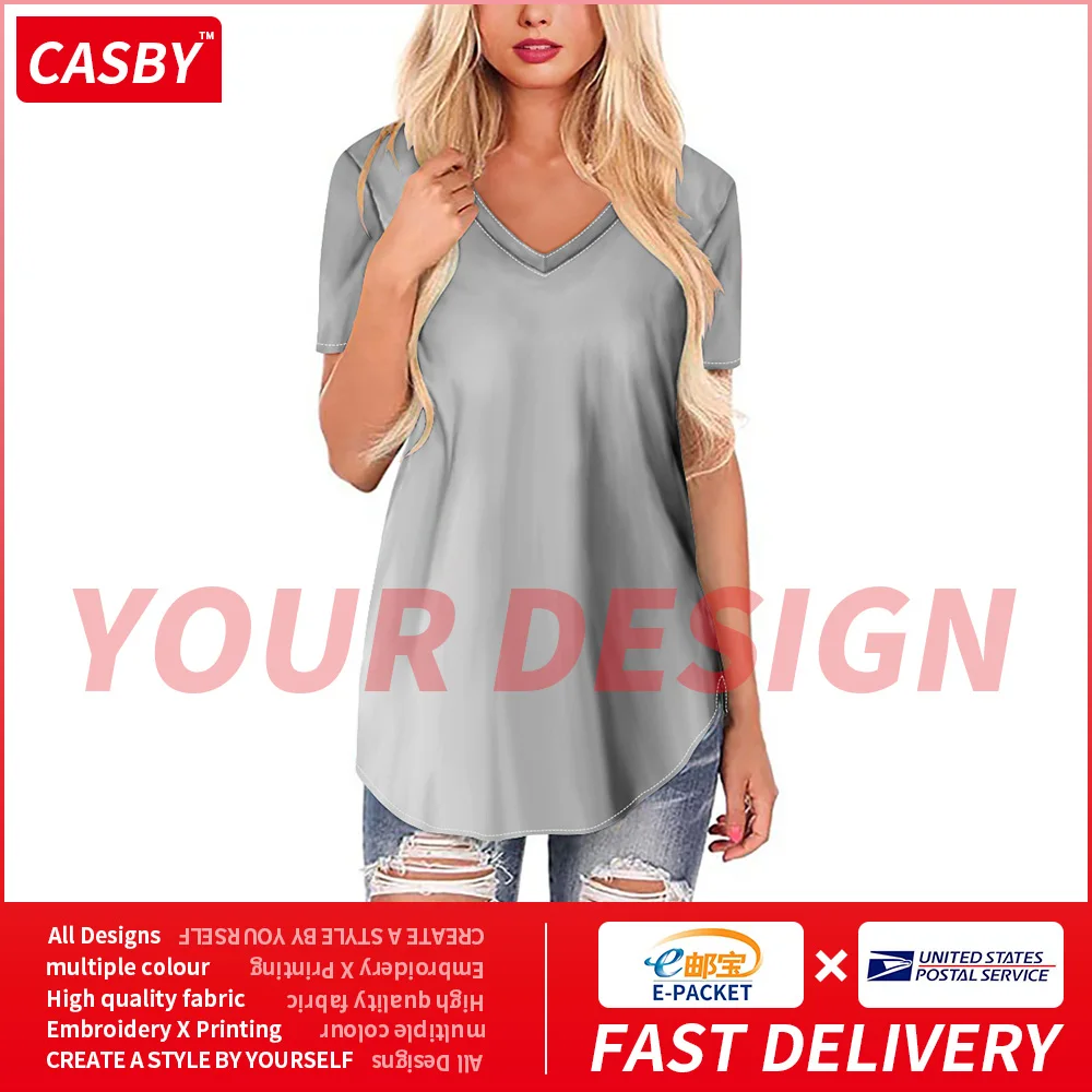 

Летняя дизайнерская женская футболка с логотипом, 2021, модные пляжные топы с 3D-принтом, универсальные креативные спортивные футболки с V-обра...