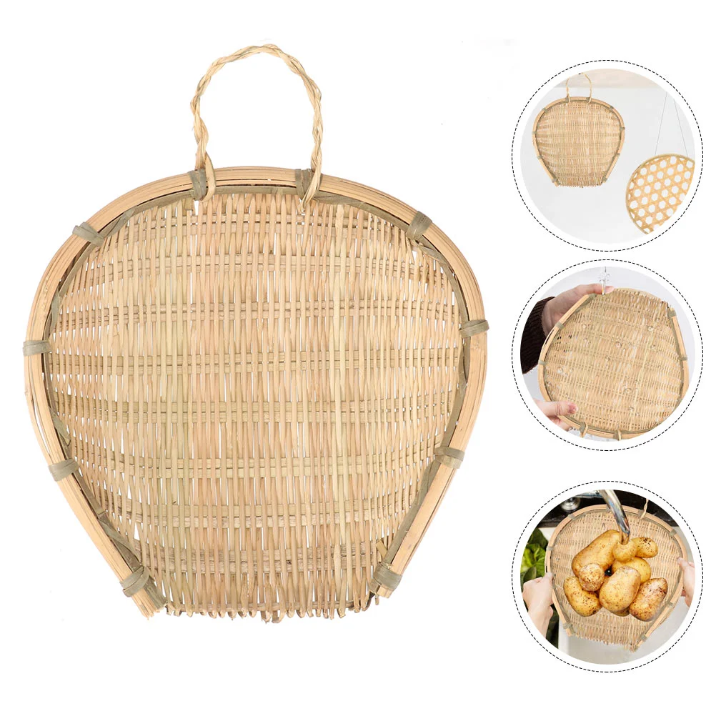 

1Pc Vegetables Draining Basket Bamboo Weaving Craft Kitchen Food Holder