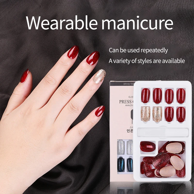 

30PCS Full Cover Detachable Finished Fingernails Water Proof Wear Nails Shiny Smooth Nail Piece Bling Press on Nails