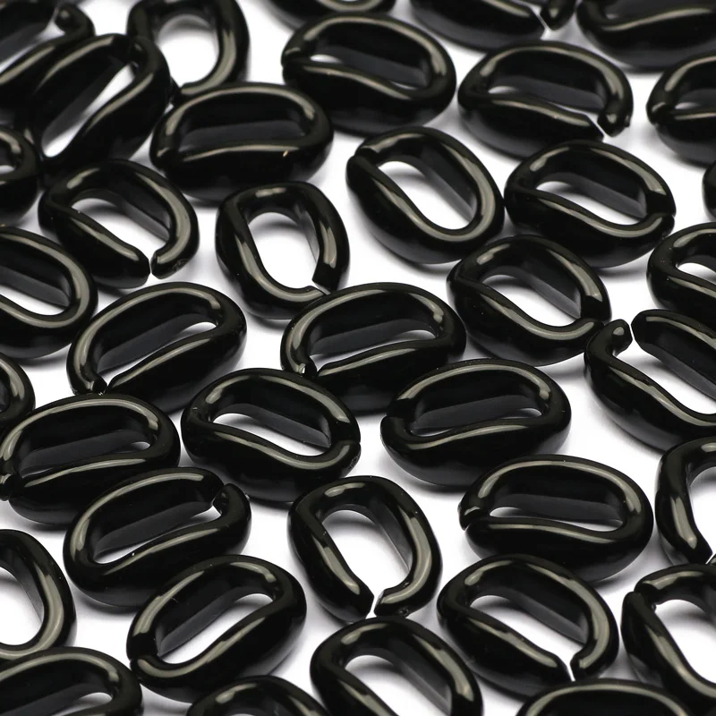 

50pcs Black Acrylic Oval Open Ring Connector link Chain For Necklace Bracelet Jewelry Making Findings Supplies Diy Accessories