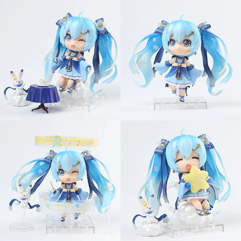 

10cm Hatsune Miku Anime Action Figures Smile Snow Princes Multi Accessories Model Vocal Singer Q Version Ornament Xmas Gift Toy