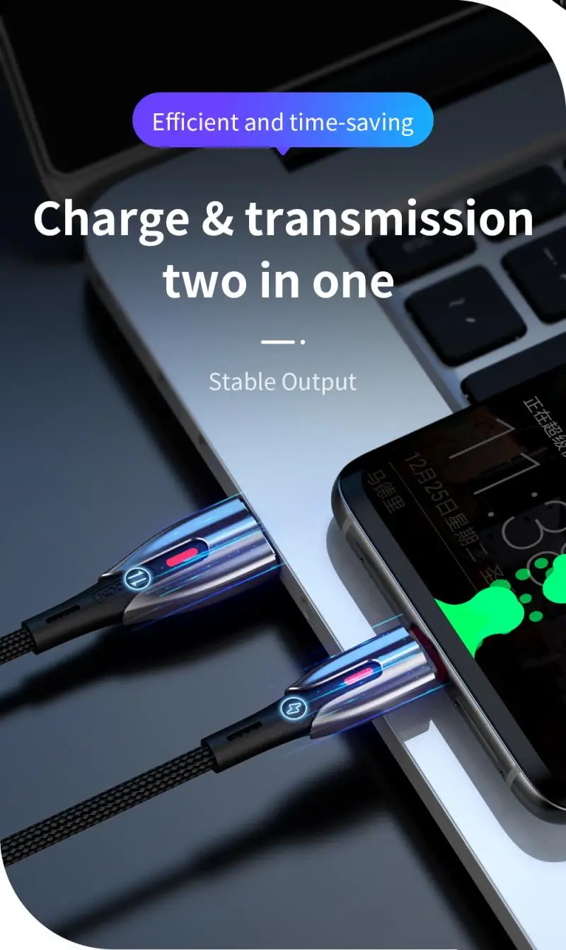 

5.5A 2m USB Type C Micro USB Cable Zinc Alloy QC Fast Charging Data Line Mobile Phone Charger Type-C Data Cord For Huawei Xiaomi