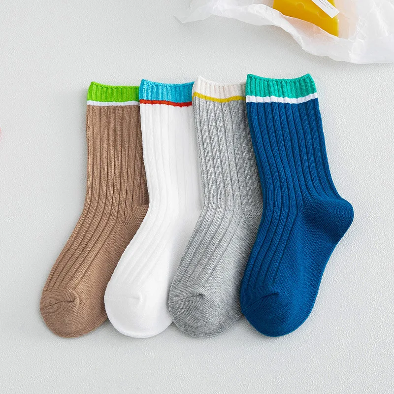 

4 Pairs / Lot 8 Colors Children Baby Clothing Cotton Kids Socks Girls Boys Autumn Summer Spring Winter 2021 Toddler Cute Socks