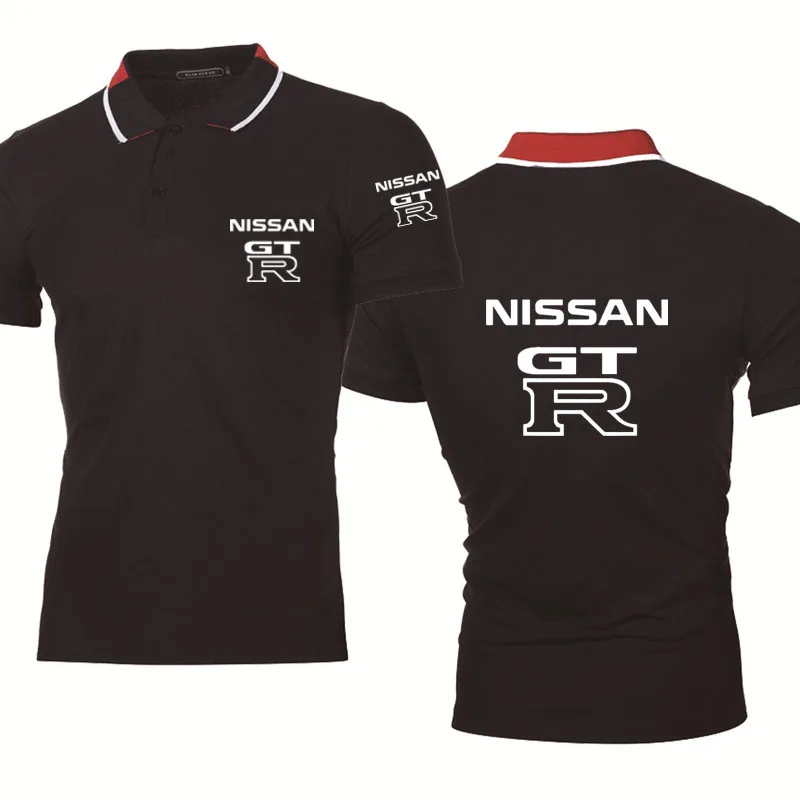 

Summer New Men's polo shirt GTR race motorcycle printing high quality casual Cotton lapel-neck Splicing Fashion Men's short slee