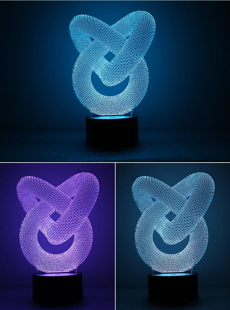 3D светильник светодиодный питанием от USB светодиодная настольная лампа с двумя