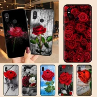 flower red rose elegant flower art phone case for xiaomi redmi note 7 8 9 t max3 s 10 pro lite luxury brand shell funda coque