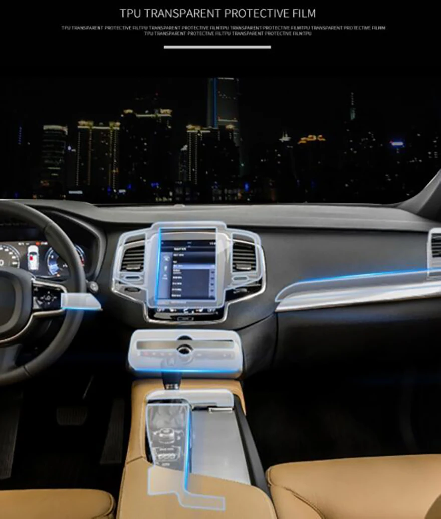 Для Volvo XC90 TPU прозрачная защитная пленка Центральная панель управления автомобильные аксессуары