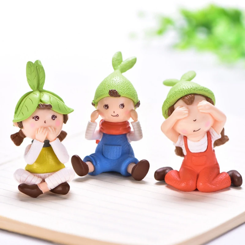Cute Girls Gnome Figurine Miniature Fairy Garden Decor Micro Landscape Succulent Handmade Craft Gift Keychain Accessory