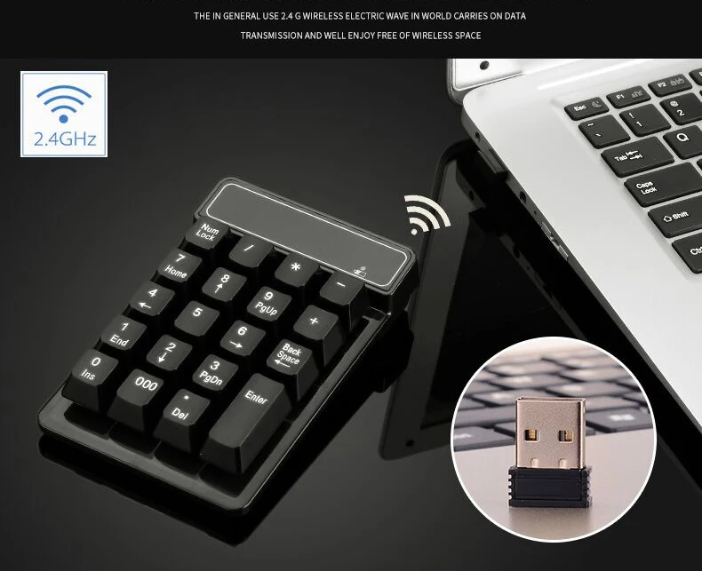 2,4 ГГц мини USB беспроводная цифровая клавиатура 19 клавиш цифровой клавиатуры Numpad приемник для Windows XP/7/8 ноутбук ПК компьютер