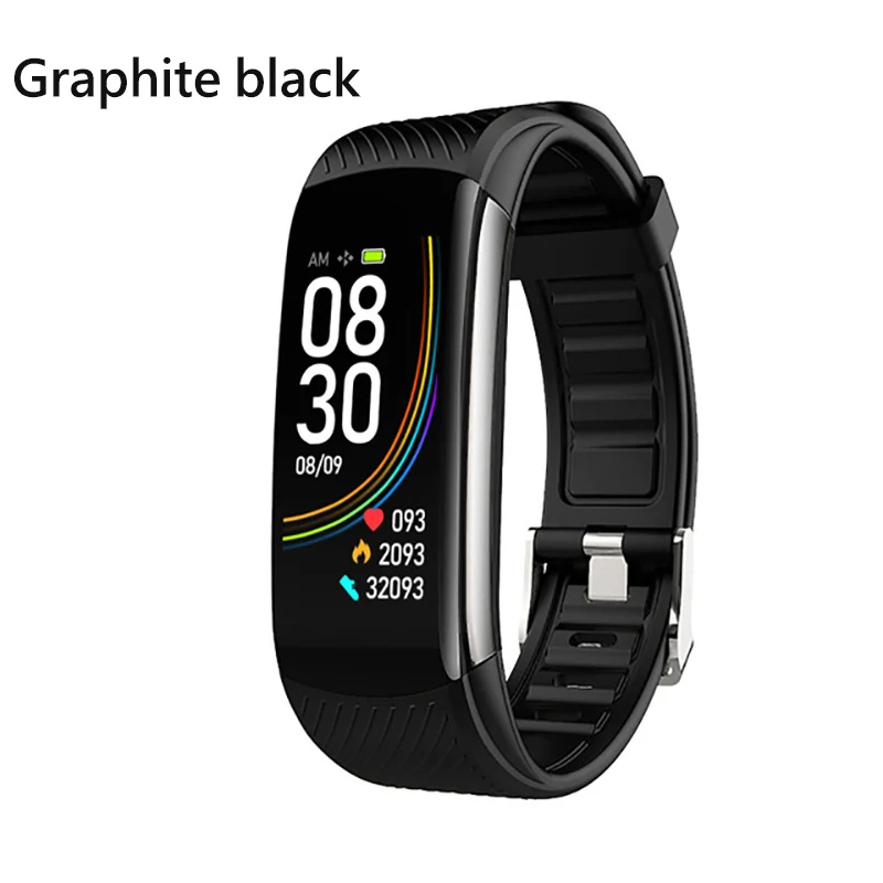 

Temperature Measurement Message Reminder Step Count Detection Heart Rate 0.96 Inches Compatible with Android iOS Smart Bracelet
