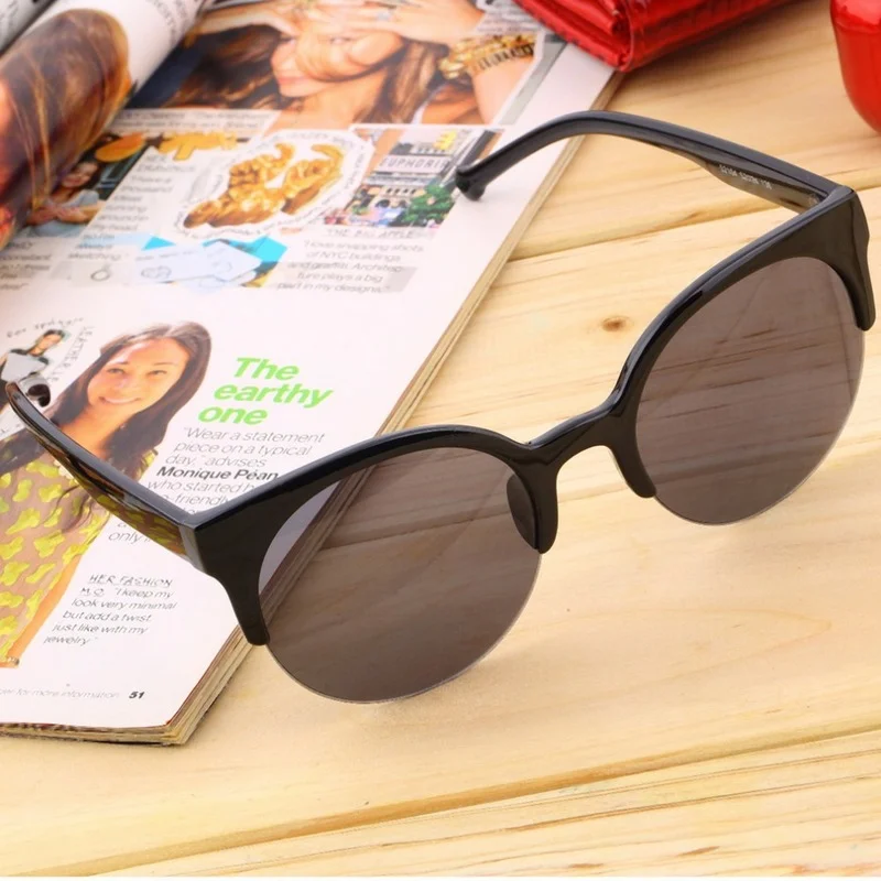

Hot Stylish Unisex Classic Round Shape Circle Frame Semi-Rimless Sunglasses Eyewear Outdoor Men Women Sunglasses Unique