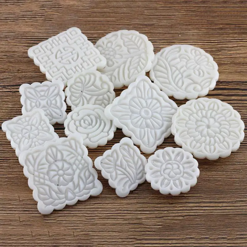

16pcs Mooncake Mold Pastry Flower Mooncake Moon Mould Stamps Cake Round DIY Decor Cookies baking mold Moon Cake Cookie Maker