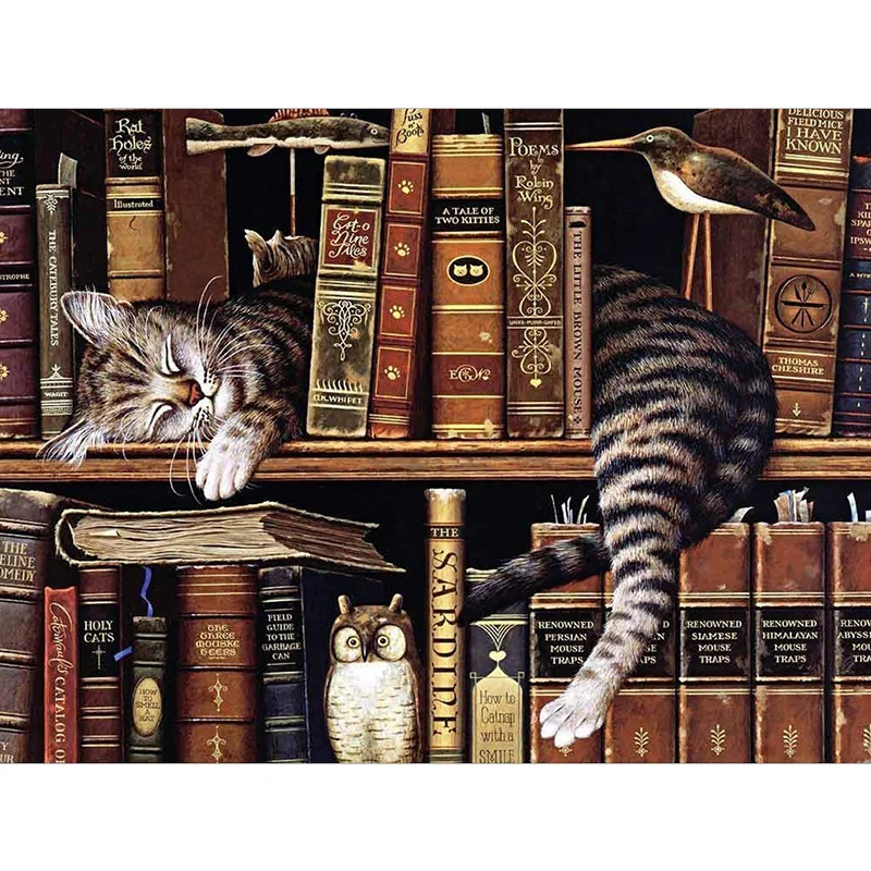 

5D алмазная живопись «сделай сам», спящий кот, животное, полная алмазная вышивка, мозаика, картина стразы, вышивка крестиком, домашний декор, ...