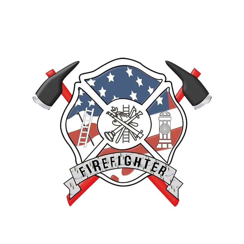 

Hot Car Firefighter Axes Maltese Cross Vinyl Car Sticker Decals for Car Waterproof Car Decorative Interior 14*11cm