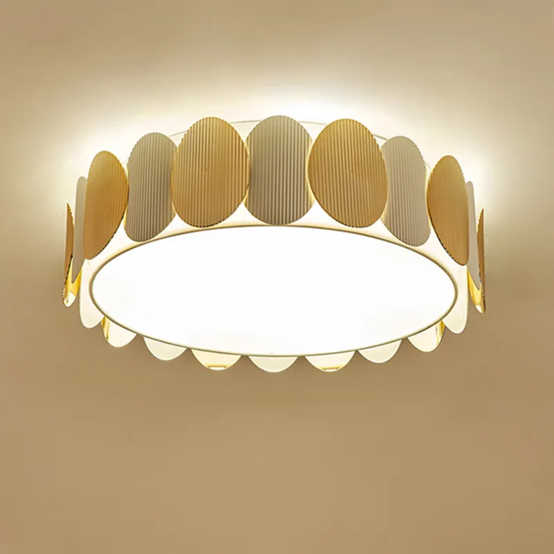 

Nordic Style Warm Romantic Bedroom Led Ceiling Lamp Art Light Luxury Circle Round Iron Kitchen Study Ceiling Light Fixtures