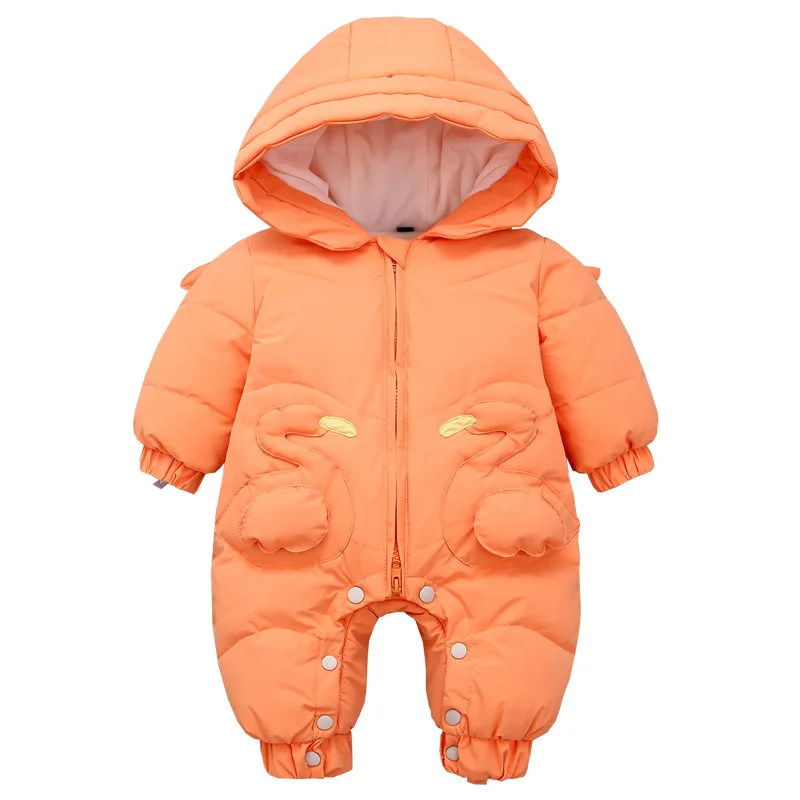 

2 Color Cute Goose Animal Thicken Warm Romper Crawling Clothes Children's Down Jacket Cartoon Jump Suit for Autumn and Winter