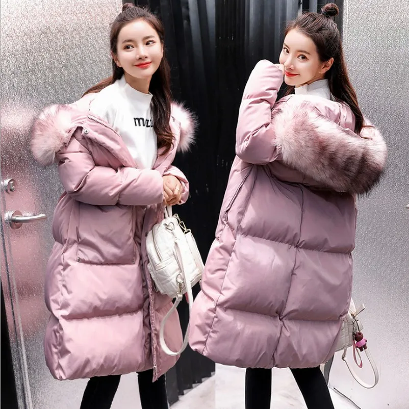 Зимнее пальто для беременных длинное утепленное хлопковое повседневное с