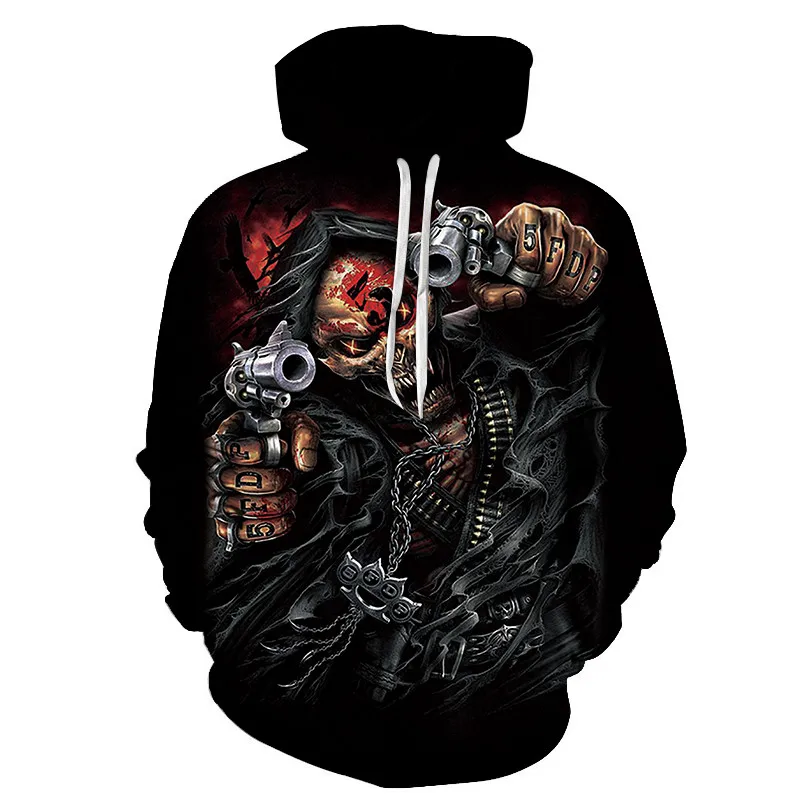 

Luren Hooded Pullover Men's Hoodie Hip Hop Top Sweatshirt Hoody 3D Printing Skeleton Halloween Harajuku Streetwear