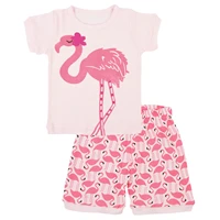 summer kids sleepwear cotton casual homewear toddler girl cartoon flamingo pajamas set t shirt shorts children tracksuit outfits