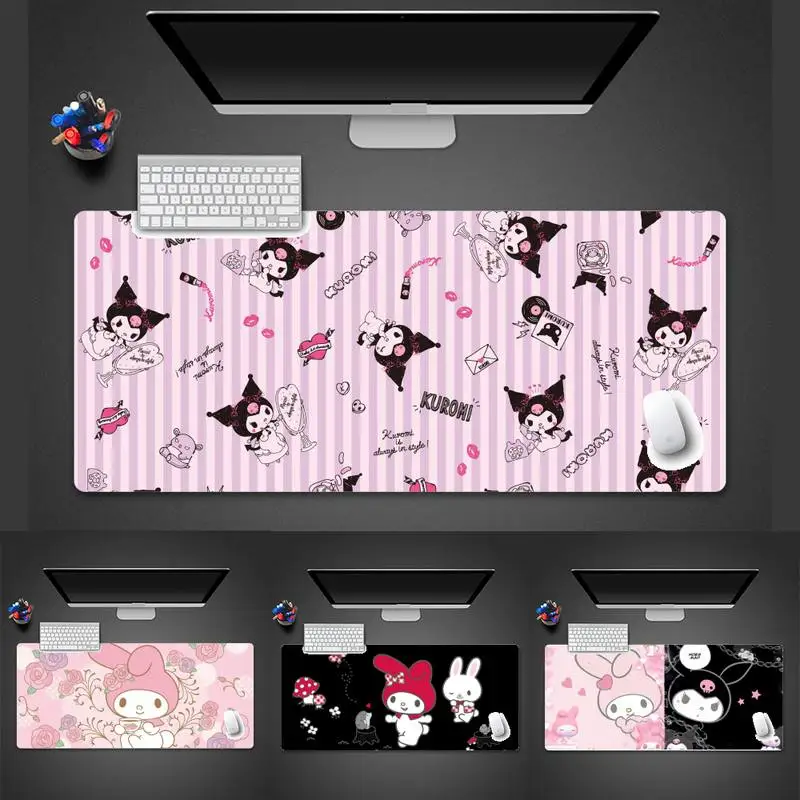 

Kuromi et Melody Laptop Gaming Mice Mousepad Desk Table Protect Game Office Work Mouse Mat pad X XL Non-slip Laptop Cushion