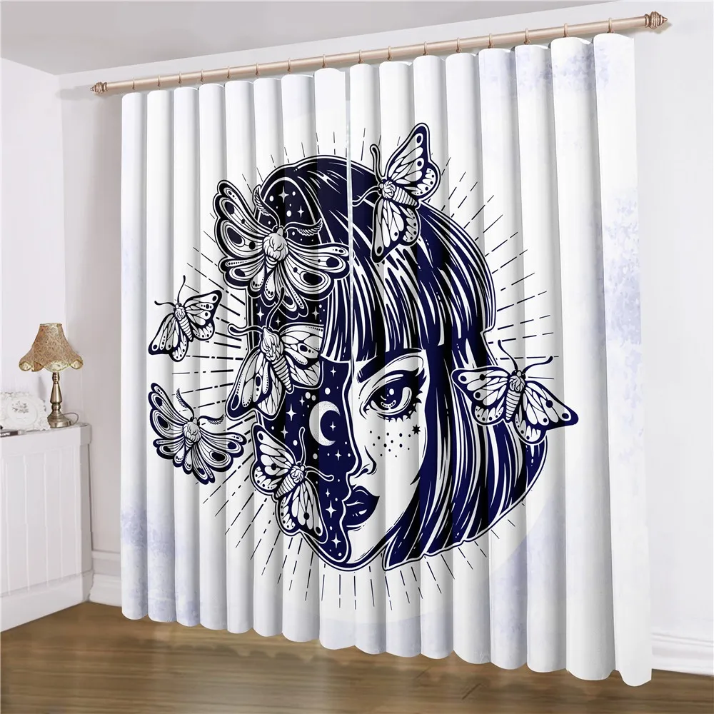 

Beautiful Woman Window Curtain 2 Panels Blurred Girl Window Drapes 3D Print Home Decor Curtain For Bedroom Window Treatment