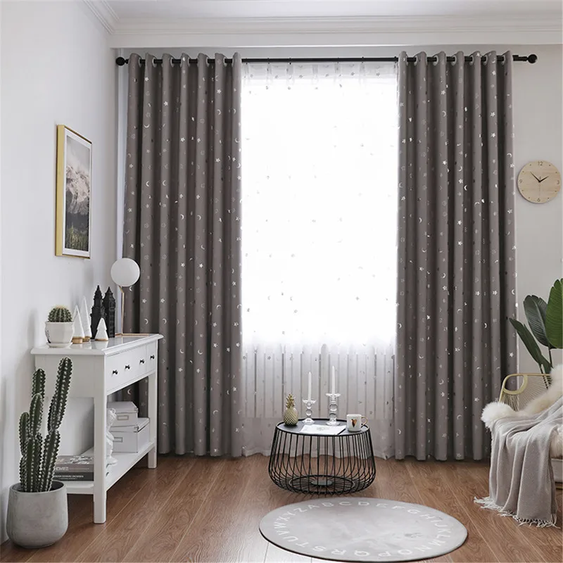 Затемняющие шторы с серебряными звездами 1 панель для детской спальни гостиной 6