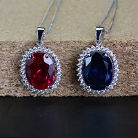 100 925 silver womens pendant necklaces 1012mm oval ruby sapphire nacklace engagement wedding fine jewelry gift
