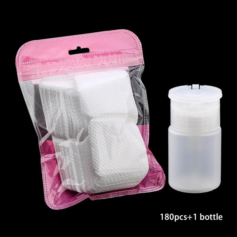 pack and bottle 100 мл пустые пластиковые бутылки для снятия лака для ногтей, салфетки для ванны, маникюра, гель для ногтей, безворсовые салфетки, инструменты для чистки ногтей - Цвет: pack and bottle