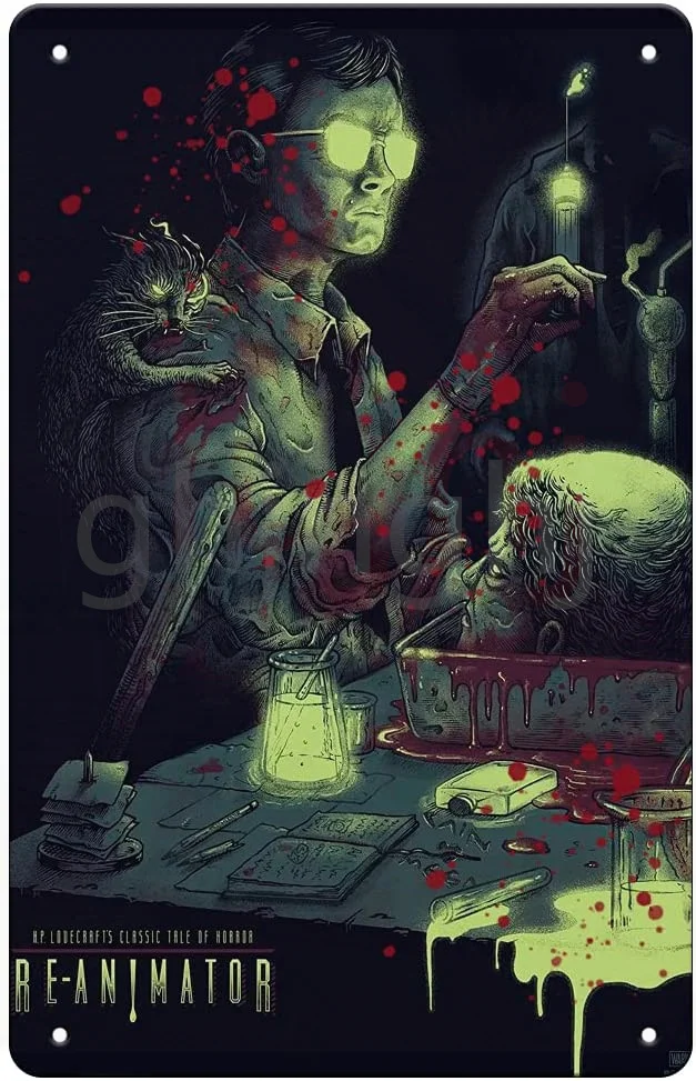 

Re-Animator Movie Metal Tin Sign Wall Decoration Metal Plaque Wall Posters Bar Pub Cafe Man Cave Halloween Wall Art Home Decor