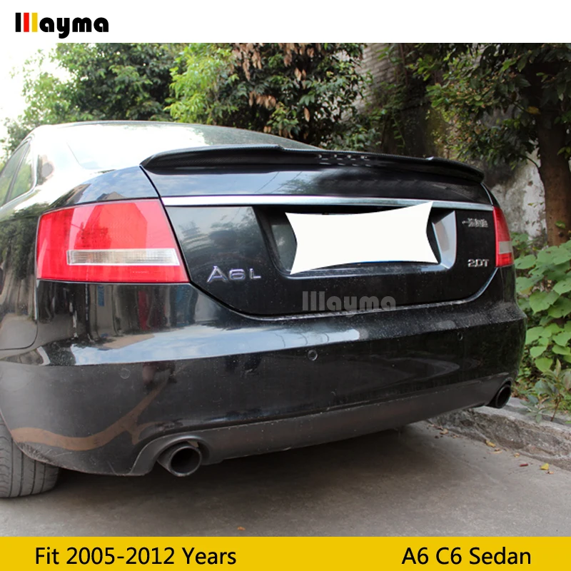 V образный спойлер для заднего багажника из углеродного волокна Audi A6 C6 Седан 2005 2011