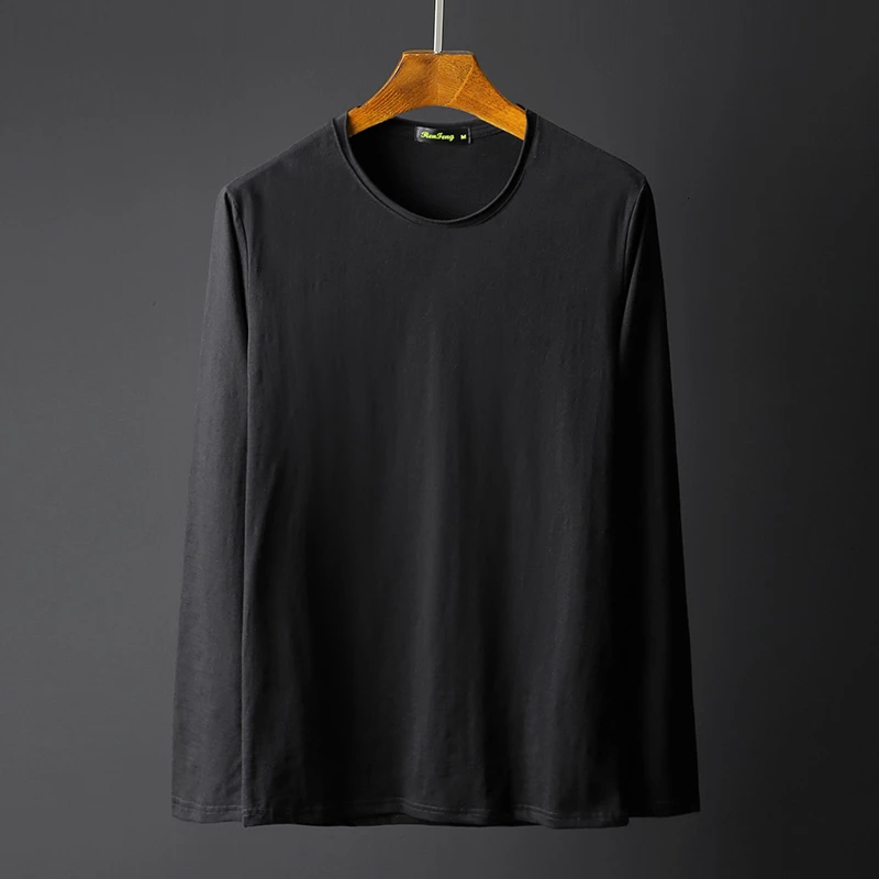 O neck long sleeve Мужское боди майка мужская белая нижнее белье бамбуковый клубок хлопка Мужская спортивная майка V-образный вырез - Цвет: O neck long sleeve