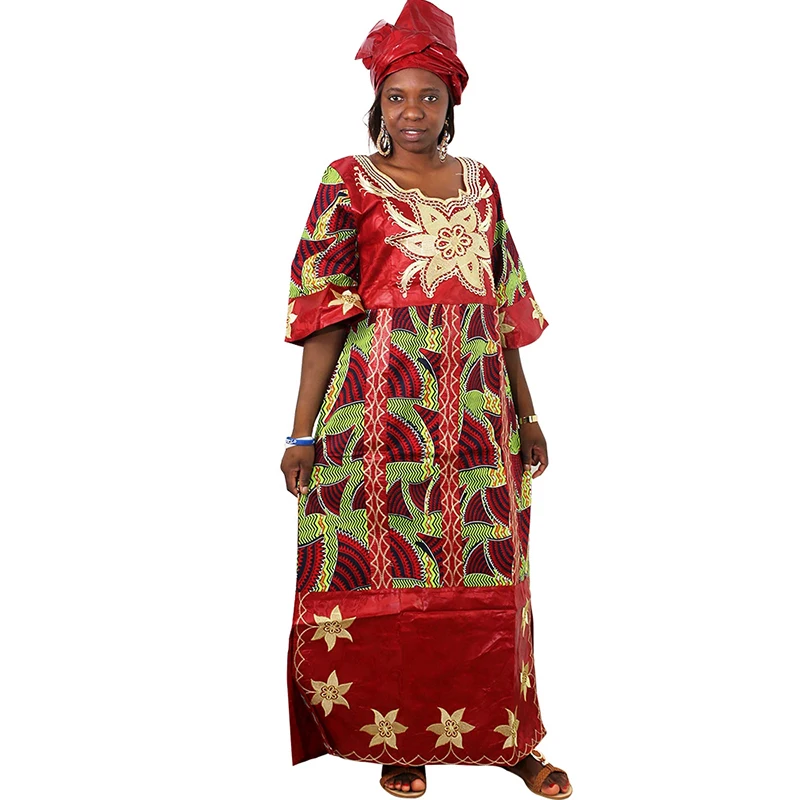 

African Dresses For Women Dashiki Ankara Wax Dress With Headtie Bazin Riche Traditional Maxi Robe Tenue Africaine Femme Djellaba