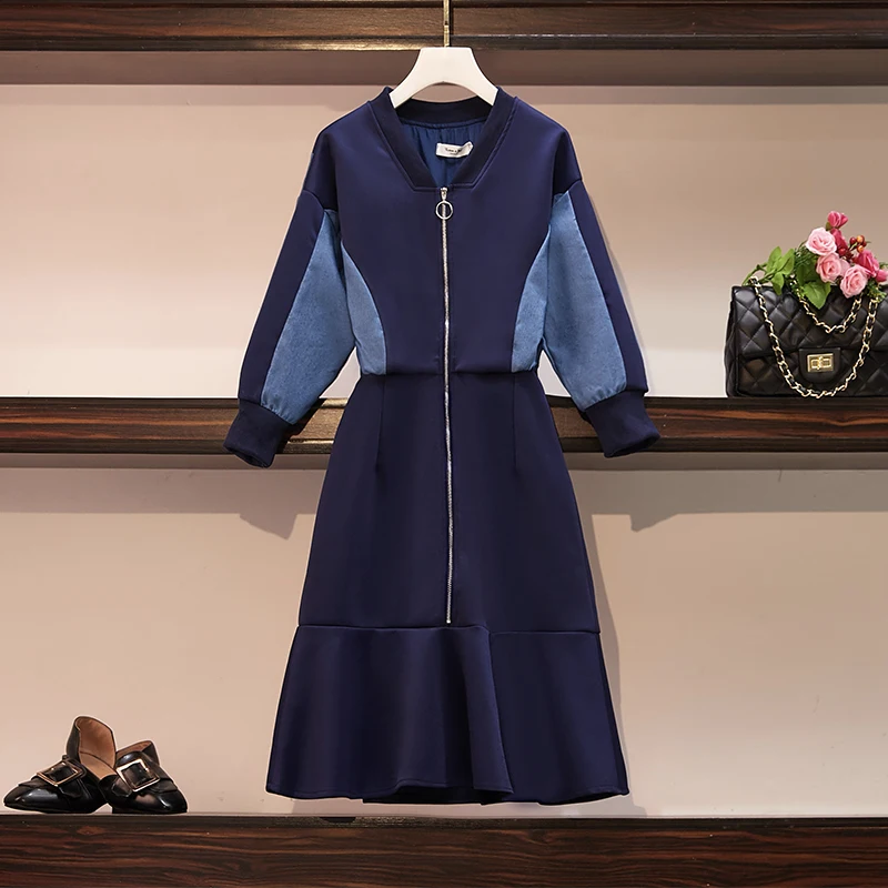 Модные спортивные платья больших размеров женские толстовки контрастного цвета