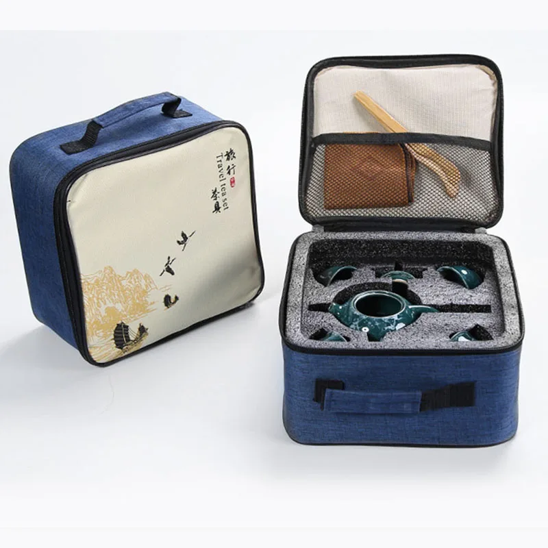 

Kung Fu Tea Set Ceramic Chinese Teapot Porcelain Teaset Gaiwan Tea Cups of Tea Ceremony Tea Pot With Travel Bag Free shipping