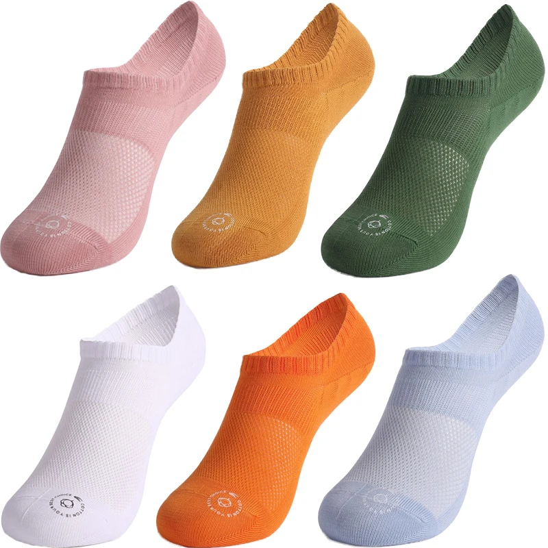 Носки мужские/женские хлопковые короткие однотонные дышащие сетчатые с вырезами