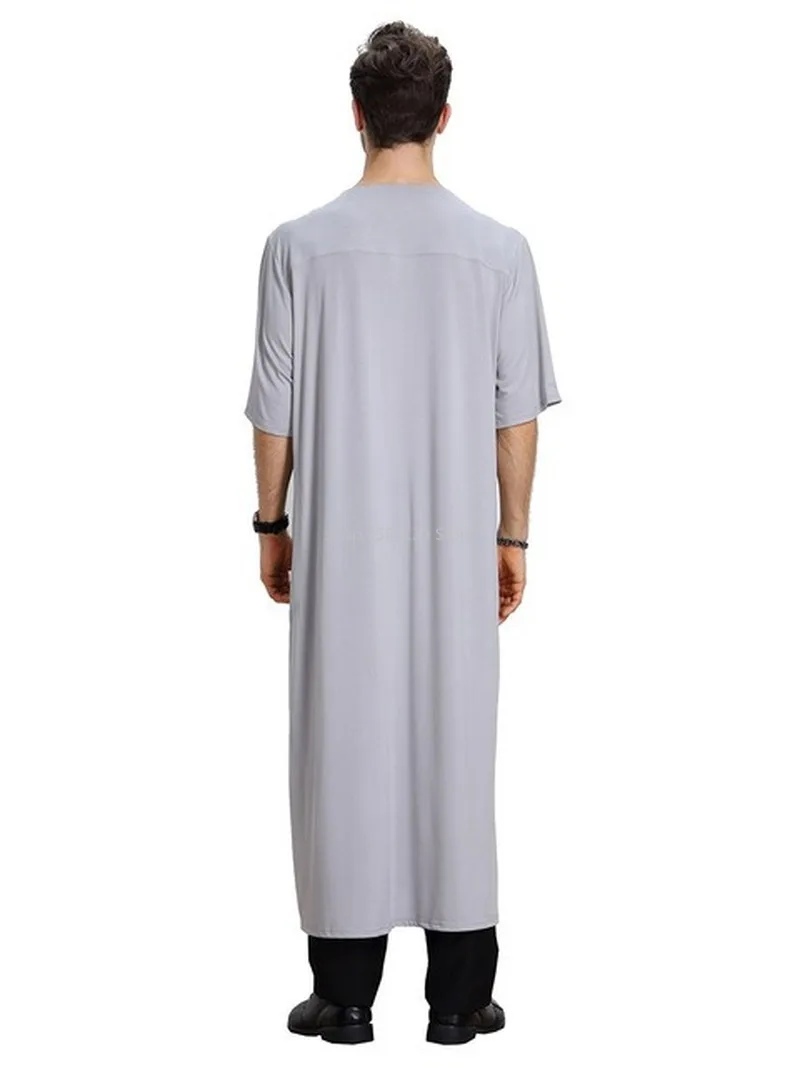 For Men Arab Dubai Mens Formal Muslim Robe V Neck Long Cotton Tee Tshirt T Shirt Clothing Islamic Kaftan Casual Wear